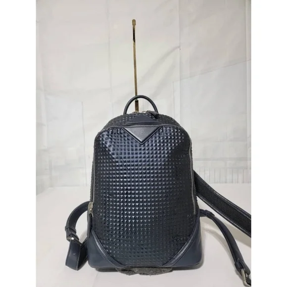 Authentic MCM Backpack Duke Luxus Deep Navy Blue MCM Blue Visetos Coated Canvas and Leather Large Studs Stark  main image 3